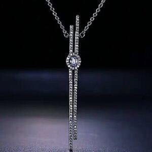 Steroids Silver Cubic Zircon Necklace Minimalist